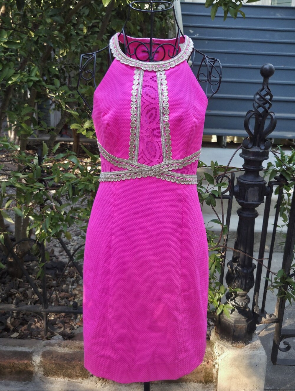 Lilly Pulitzer Layne Stretch Shift Dress Mandevilla Pink Gold Size 00